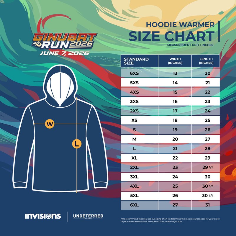 Hoodie Warmer Size Chart