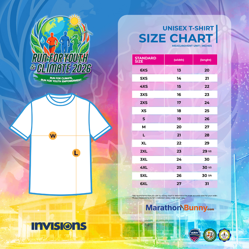 White Drifit Shirt with Print Size Chart