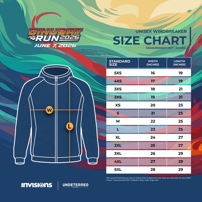 Windbreaker Size Chart