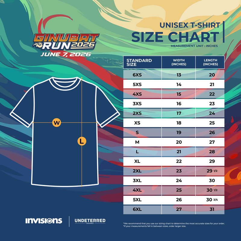 Finisher Shirt Size Chart